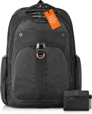 Everki Atlas Business Laptop Backpack & Slim Minimalist Wallet Combo – Versatile Work Backpack (Fits 11''–15.6'' Laptops) with 29.5L Capacity, Men's Wallet with 6-8 Card Slots, Coin & Bill Compartment