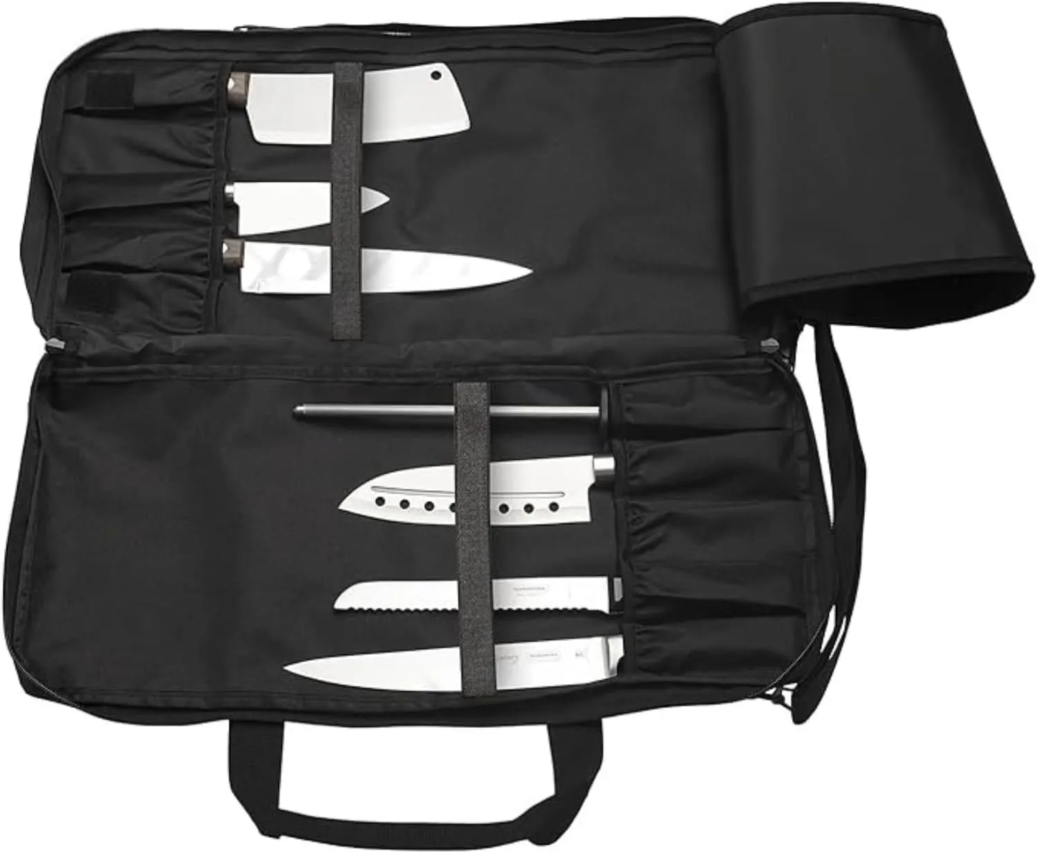 EVERPRIDE Chef Knife Bag Holds 20 Knives PLUS Large Zippered Compartment for Kitchen Tools – Durable, Large Knife Bag for Chefs – Knives Not Included