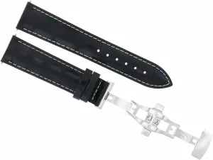 Ewatchparts 18MM LEATHER WATCH BAND STRAP BUTTERFLY CLASP COMPATIBLE WITH JAEGER LECOULTRE WATCH BLACK