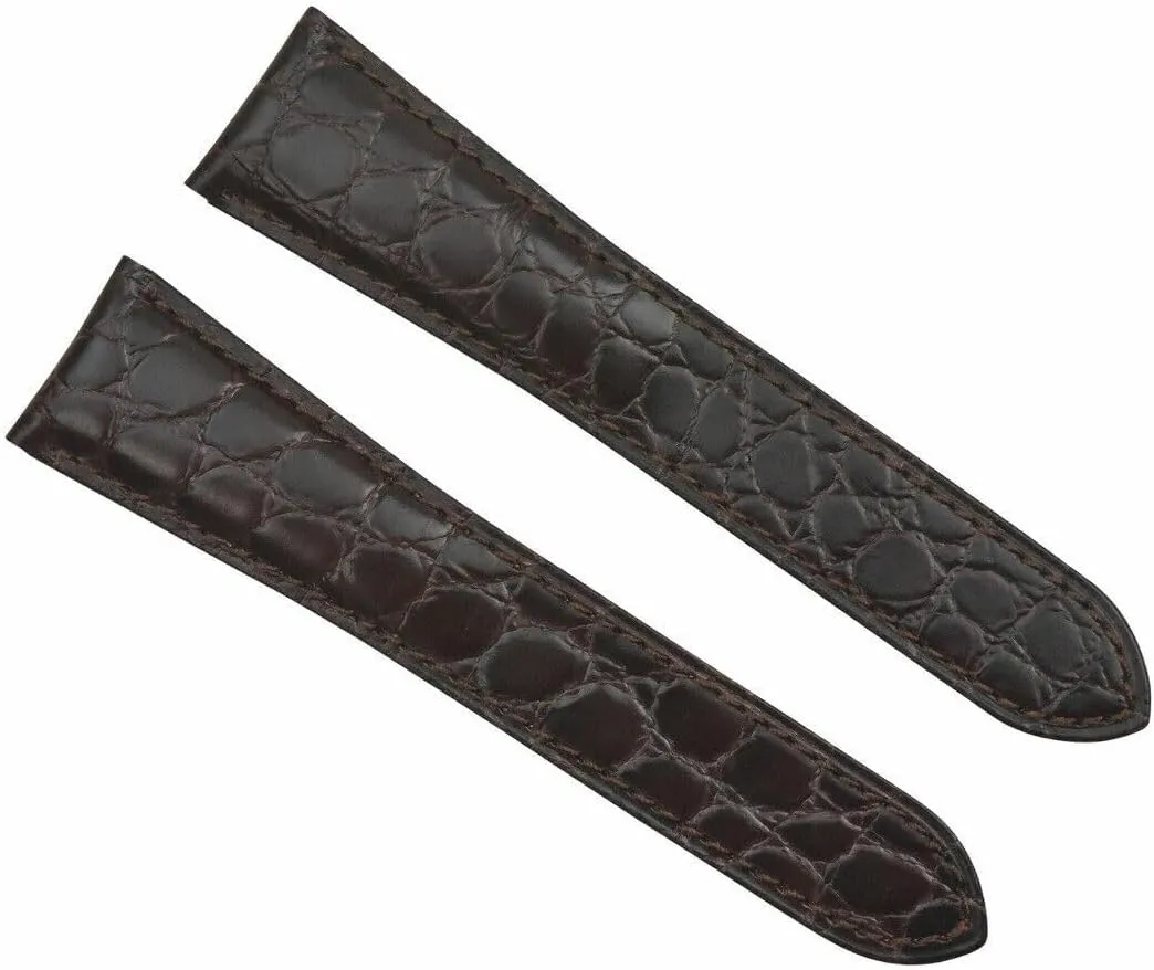 Ewatchparts 20mm Genuine Leather Watch Band Strap Compatible With Maurice Lacroix LC1008 Stainless Steel 001-130 Mw Brown