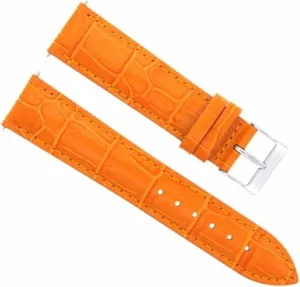 Ewatchparts 20mm Italian Leather Watch Band Strap Compatible With Jaeger Lecoultre Watch Orange