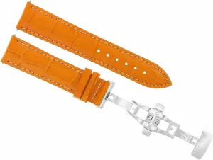 Ewatchparts 22mm Leather Watch Band Strap Compatible With Bulova Accutron 96A101 96C121 Watch Orange With White Stitching
