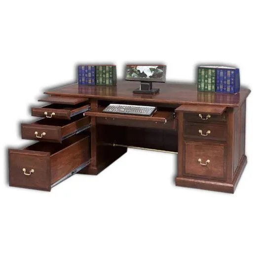 Executive Desk w- Raised Panel Back & Rail
