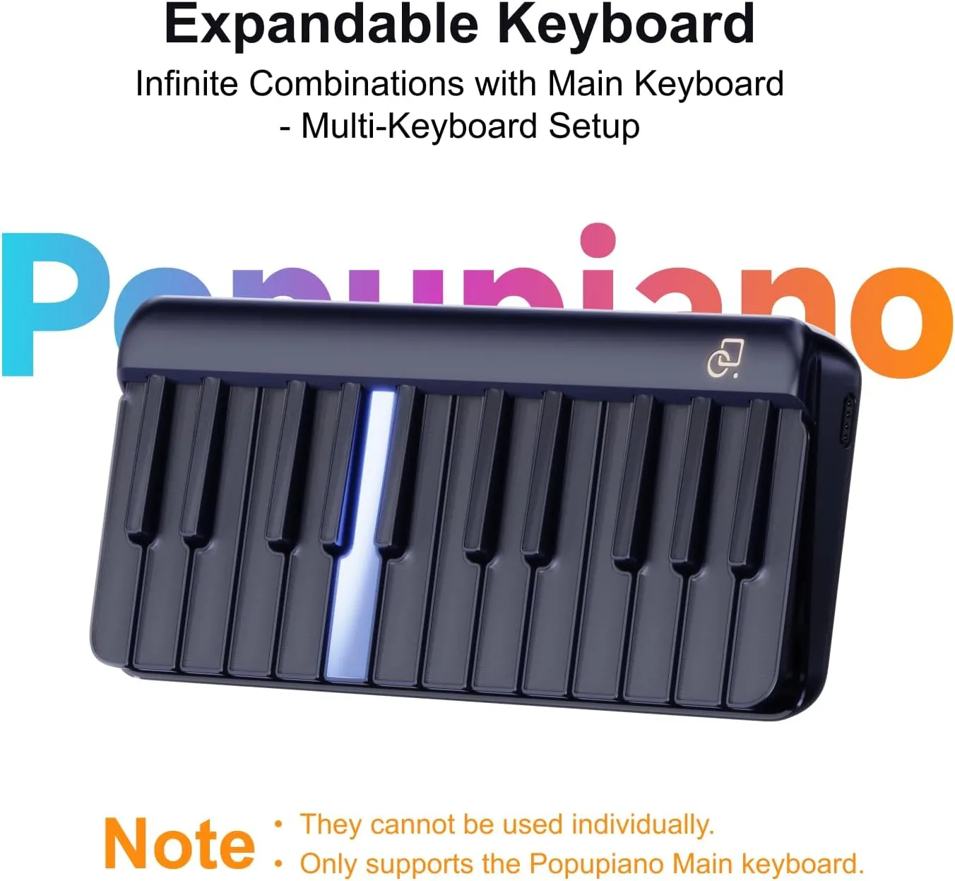 Expandable Keyboard Piano for PopuPiano Intelligent, Portable, Modular Keyboard