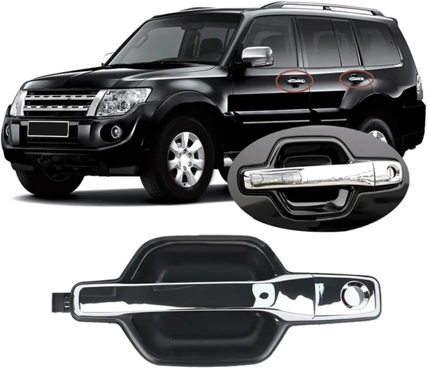 Exterior Door Handle for Mitsubishi Pajero Montero Shogun V87 V88 V93 V96 V97 V98 2006-2020, 1Pcs Exterior Door Handle 5746A057XA
