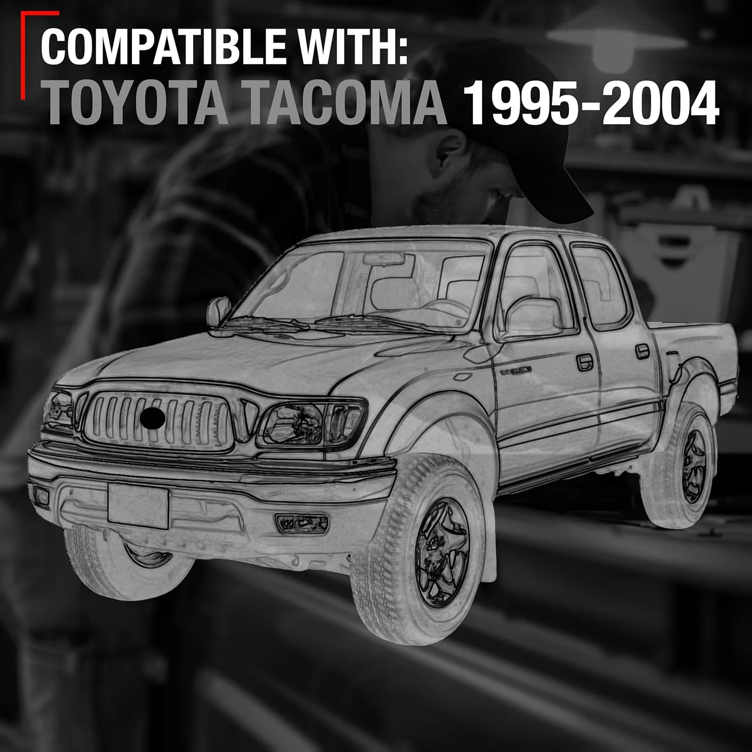Exterior Front Driver Door Handle Replacement, Upgraded Metal - Compatible with 1995-2004 Toyota Tacoma - Textured Black - OEM 69220-35020, 79344, 91319, TO1310117