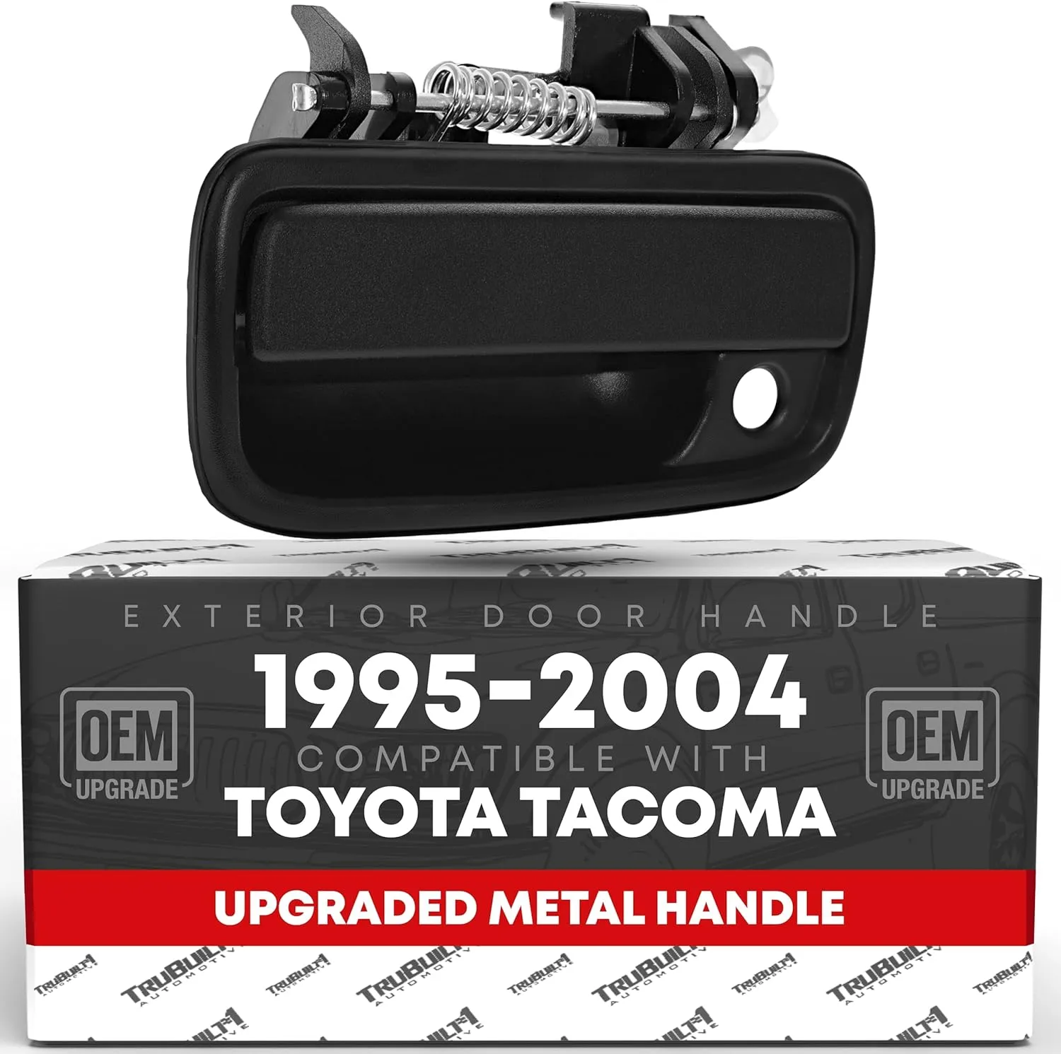 Exterior Front Driver Door Handle Replacement, Upgraded Metal - Compatible with 1995-2004 Toyota Tacoma - Textured Black - OEM 69220-35020, 79344, 91319, TO1310117