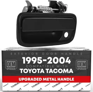Exterior Front Driver Door Handle Replacement, Upgraded Metal - Compatible with 1995-2004 Toyota Tacoma - Textured Black - OEM 69220-35020, 79344, 91319, TO1310117