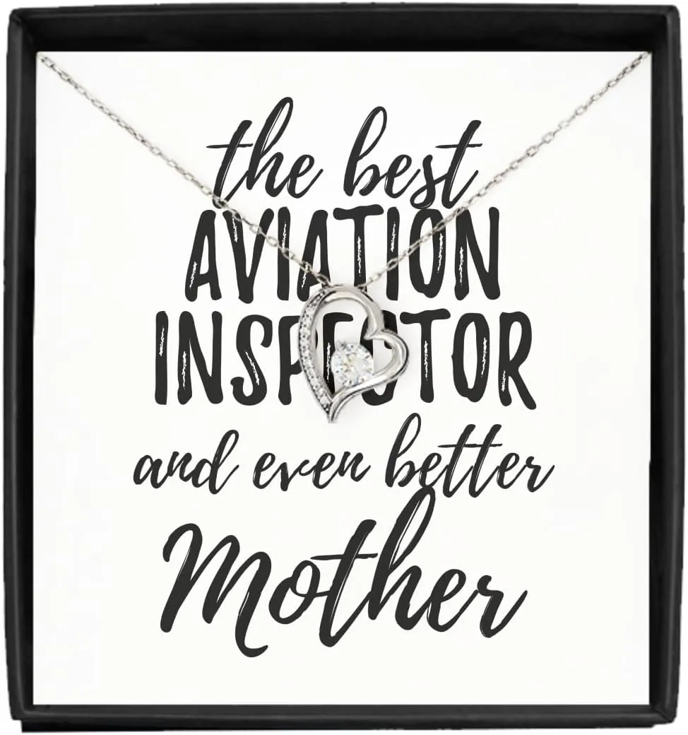 EzGift Cute Aviation Inspector Mother Necklace Pendant Gift Idea For Mom Gag Inspiring Joke The Best And Even Better Jewelry With Chain Message Card Box