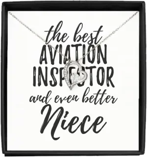 EzGift Cute Aviation Inspector Niece Necklace Pendant Gift Idea For Nieces Gag Inspiring Joke The Best And Even Better Jewelry With Chain Message Card Box