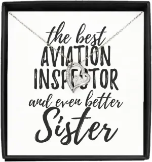 EzGift Cute Aviation Inspector Sister Necklace Pendant Gift Idea For Sibling Gag Inspiring Joke The Best And Even Better Jewelry With Chain Message Card Box