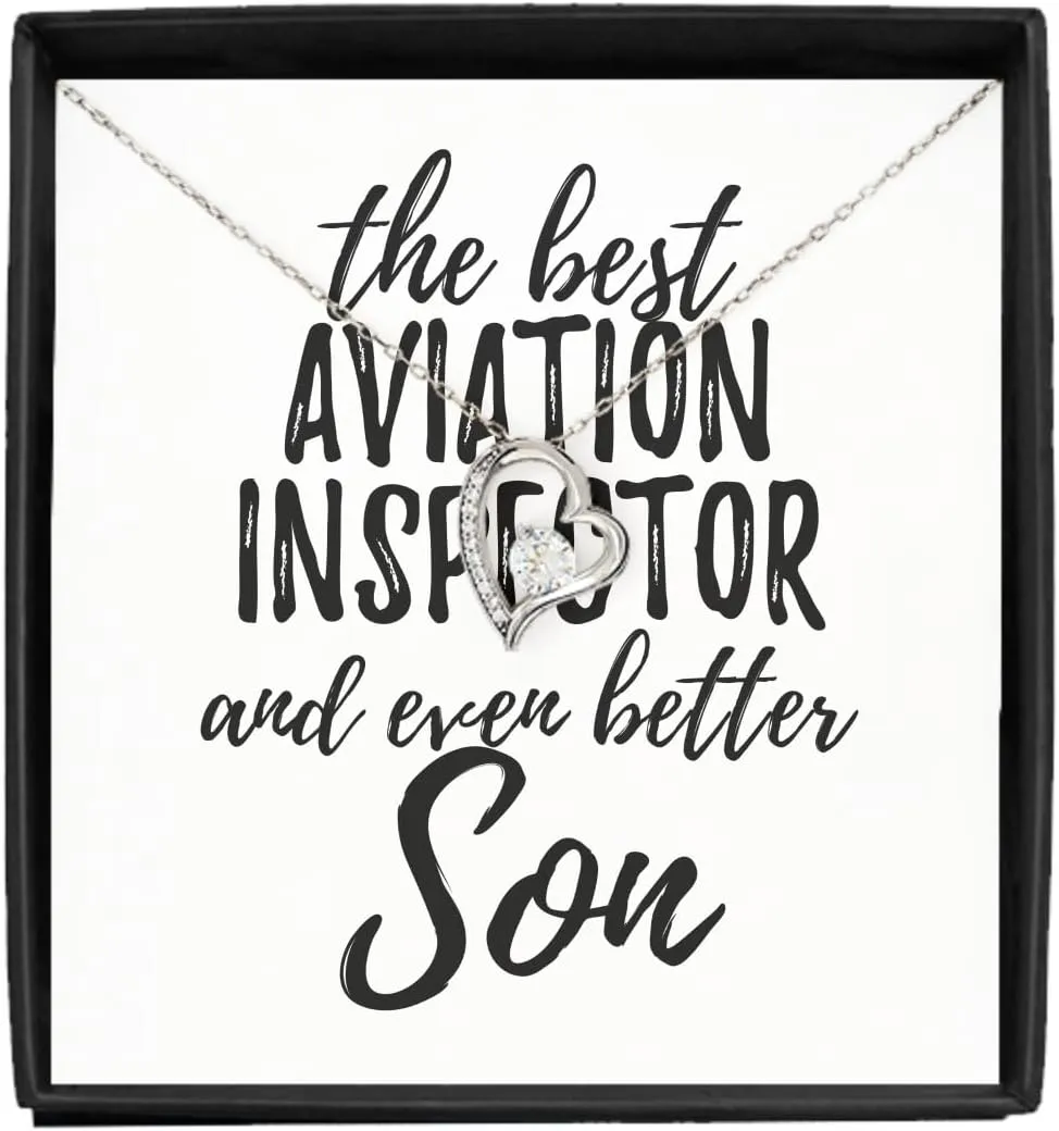 EzGift Cute Aviation Inspector Son Necklace Pendant Gift Idea For Child Gag Inspiring Joke The Best And Even Better Jewelry With Chain Message Card Box