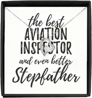 EzGift Cute Aviation Inspector Stepfather Necklace Pendant Gift Idea For Stepdad Gag Inspiring Joke The Best And Even Better Jewelry With Chain Message Card Box