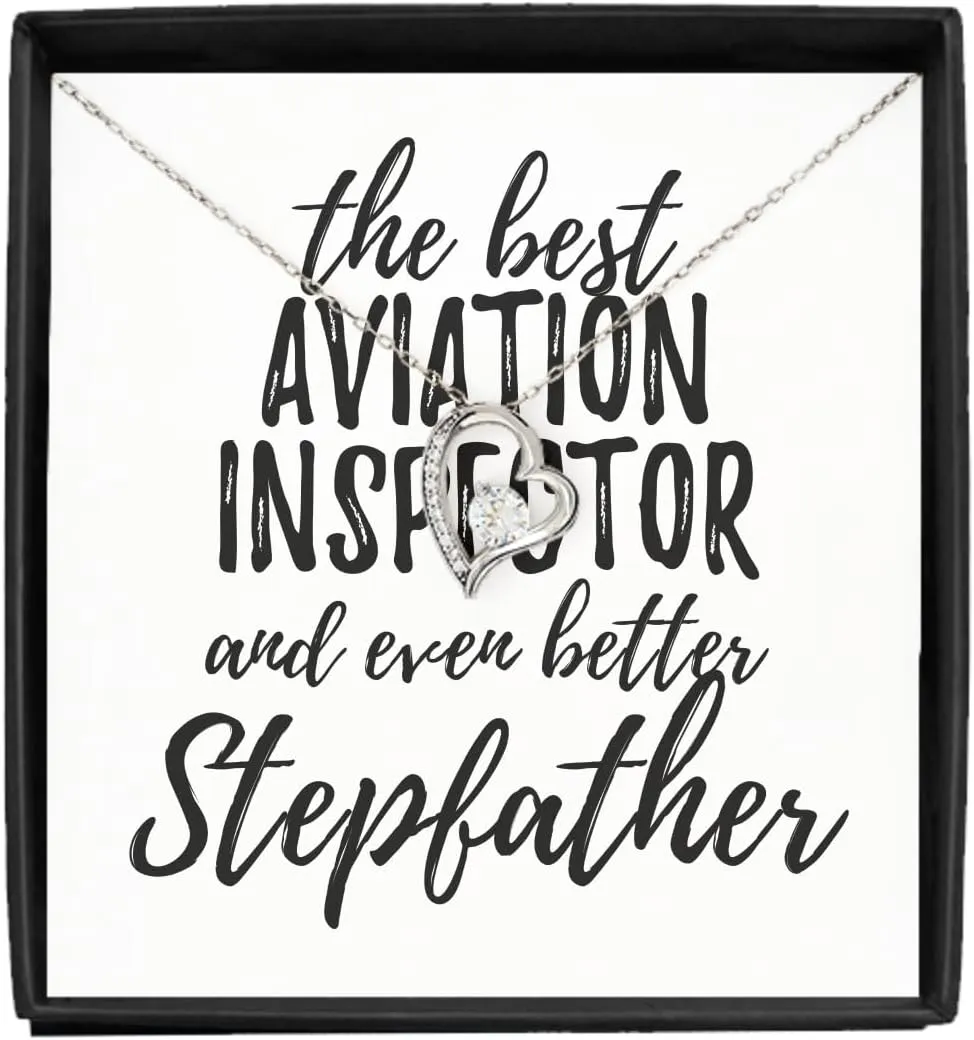 EzGift Cute Aviation Inspector Stepfather Necklace Pendant Gift Idea For Stepdad Gag Inspiring Joke The Best And Even Better Jewelry With Chain Message Card Box