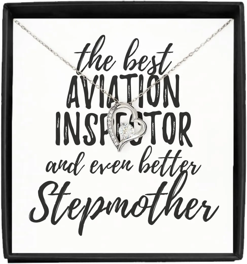 EzGift Cute Aviation Inspector Stepmother Necklace Pendant Gift Idea For Stepmom Gag Inspiring Joke The Best And Even Better Jewelry With Chain Message Card Box