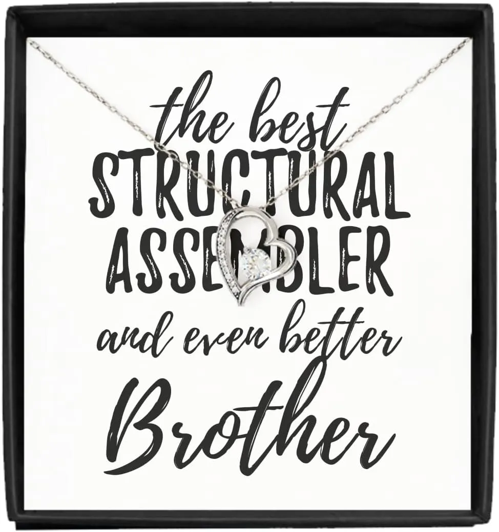 EzGift Cute Structural Assembler Brother Necklace Pendant Gift Idea For Sibling Gag Inspiring Joke The Best And Even Better Jewelry With Chain Message Card Box