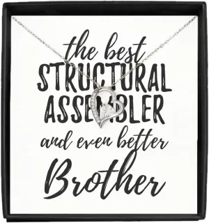 EzGift Cute Structural Assembler Brother Necklace Pendant Gift Idea For Sibling Gag Inspiring Joke The Best And Even Better Jewelry With Chain Message Card Box