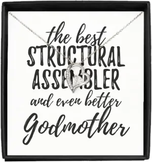 EzGift Cute Structural Assembler Godmother Necklace Pendant Gift Idea For Godparent Gag Inspiring Joke The Best And Even Better Jewelry With Chain Message Card Box