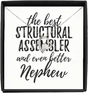 EzGift Cute Structural Assembler Nephew Necklace Pendant Gift Idea For Relative Gag Inspiring Joke The Best And Even Better Jewelry With Chain Message Card Box