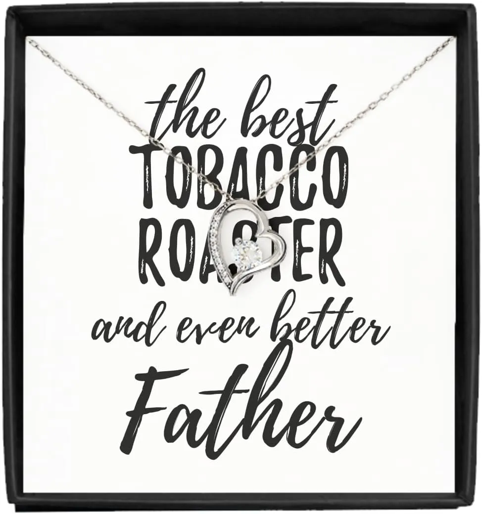 EzGift Cute Tobacco Roaster Father Necklace Pendant Gift Idea For Dad Gag Inspiring Joke The Best And Even Better Jewelry With Chain Message Card Box