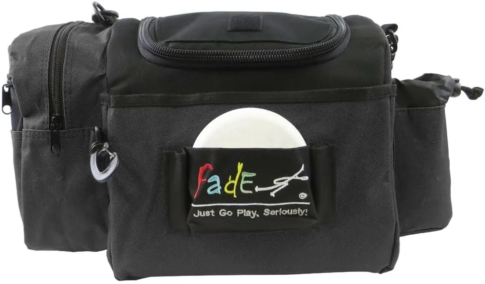 Fade Gear Crunch Box Disc Golf Bag | Black | Beginner Disc Golf Bag | 14  Disc Capacity | Shoulder Strap & Harness Option