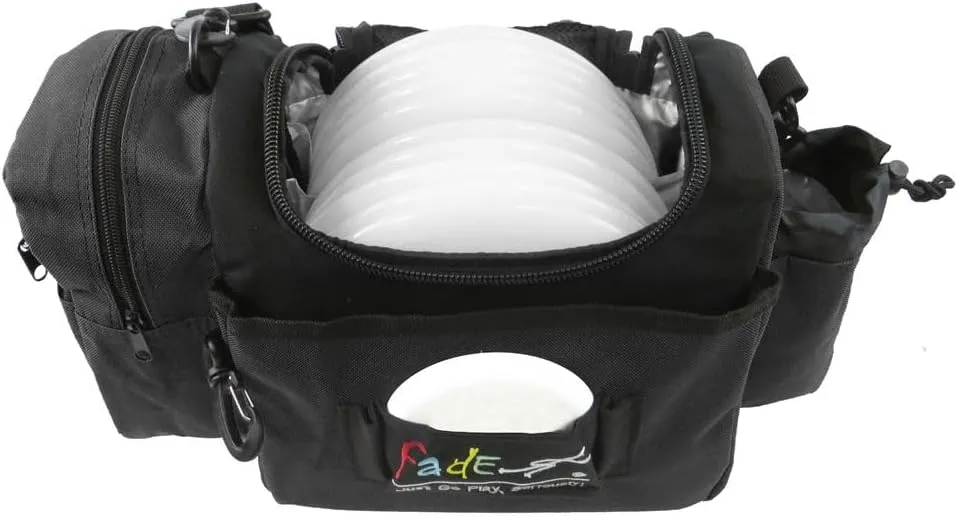 Fade Gear Crunch Box Disc Golf Bag | Black | Beginner Disc Golf Bag | 14  Disc Capacity | Shoulder Strap & Harness Option