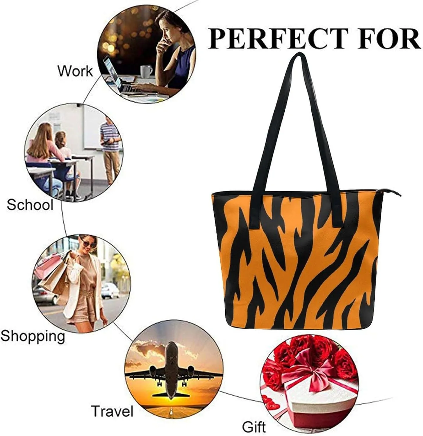Fashion Leather Tote Bag Travel Work Daily Essentials Handbag Unisex Handbag