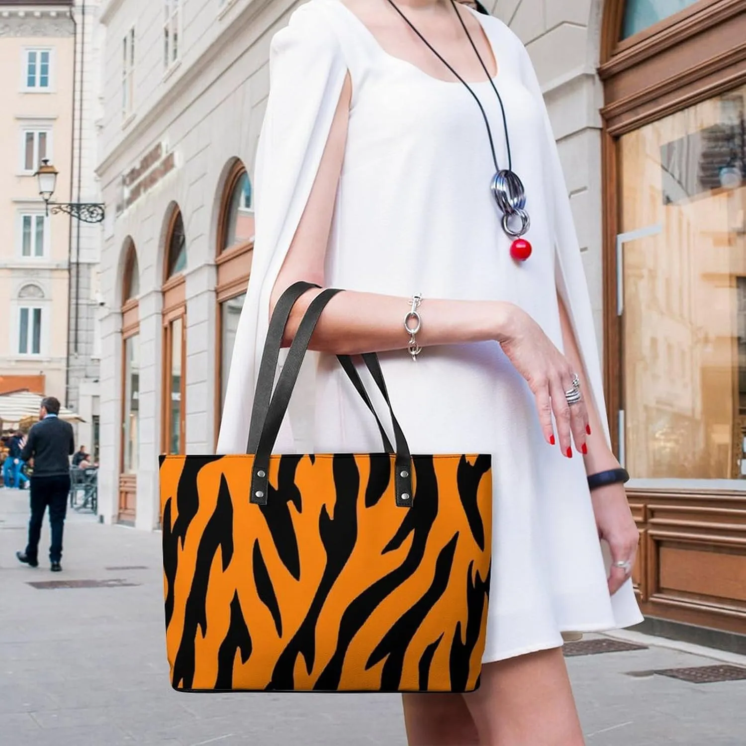 Fashion Leather Tote Bag Travel Work Daily Essentials Handbag Unisex Handbag