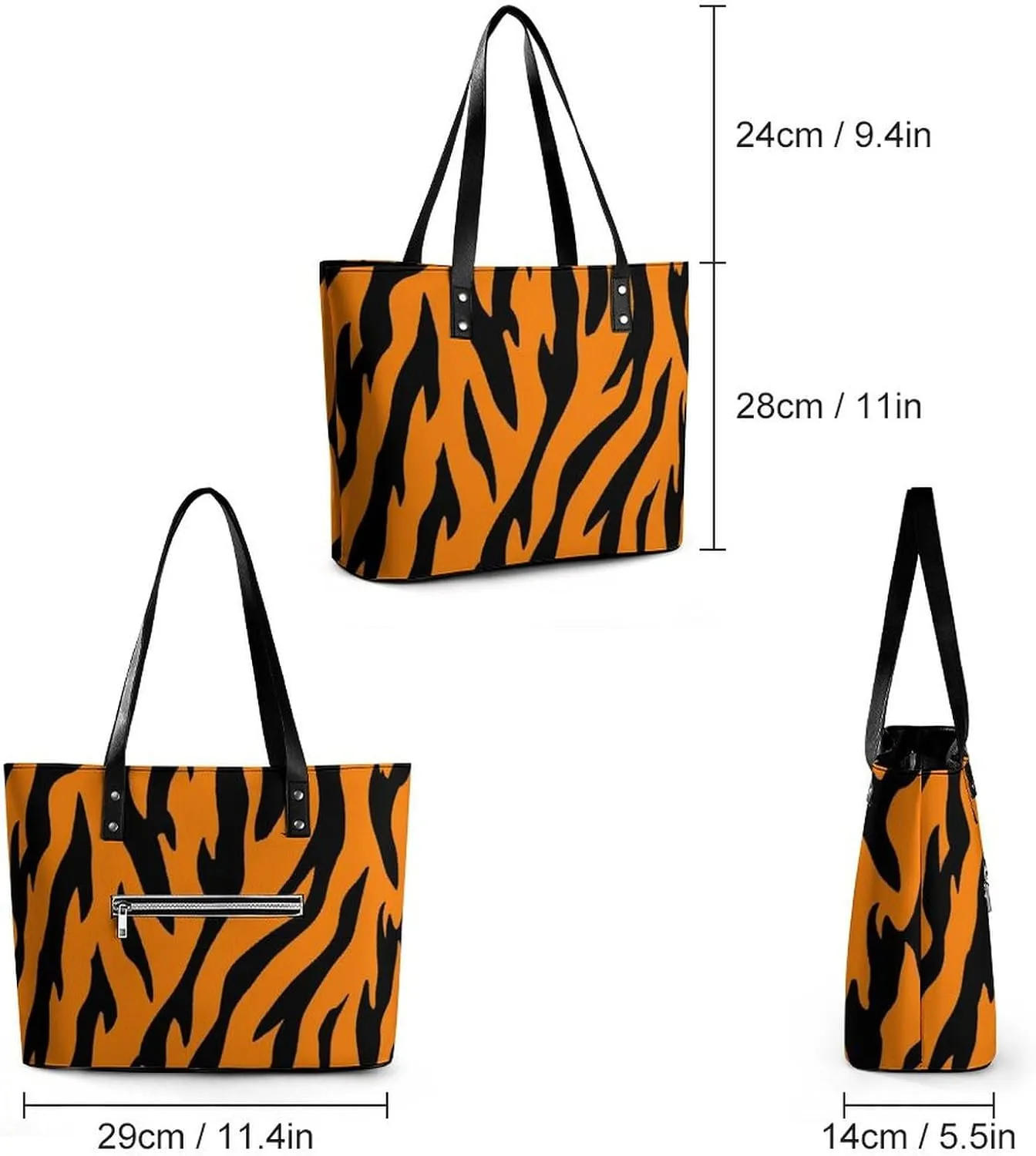 Fashion Leather Tote Bag Travel Work Daily Essentials Handbag Unisex Handbag