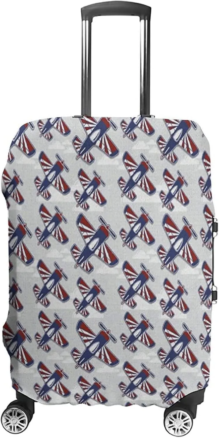 Fashion Suitcase Protector, Airplane Luggage Cover Suitcase Protector, Aviation Theme Airships in Classical Colors above the Clouds, Fits 30-32 Inch Luggage, Travel Summer Beach Holiday