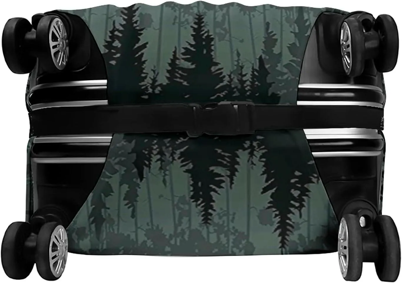 Fashion Suitcase Protector, Apartment Decor Elastic Travel Luggage Cover, Panorama of Valley and Misty Forest of Pine Trees, Fits 22-24 Inch Luggage, Great For Vacation Travel, Sage Green