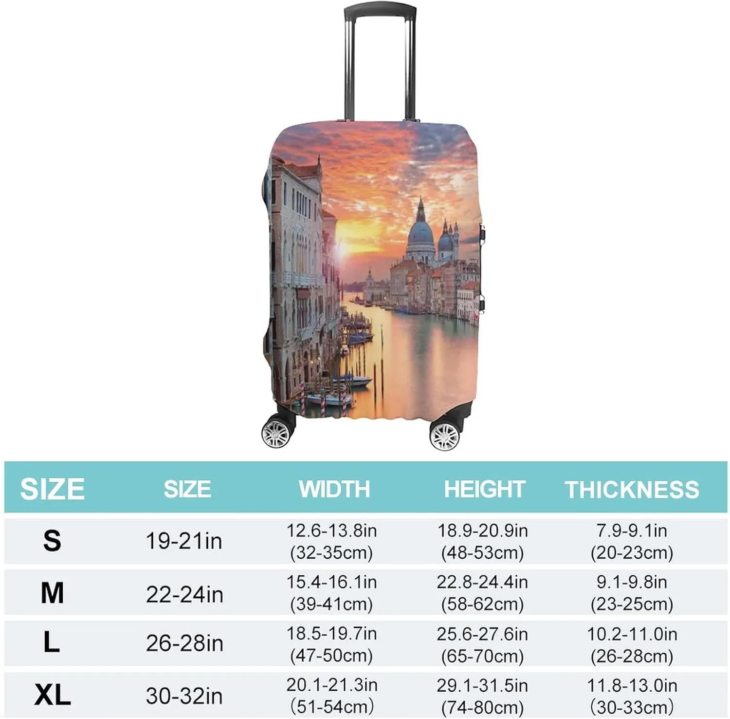 Fashion Suitcase Protector, Cityscape Elastic Travel Luggage Cover, Grand Canal in Venice Horizon European Town International, Fits 30-32 Inch Luggage, Great For Vacation Travel, Multi