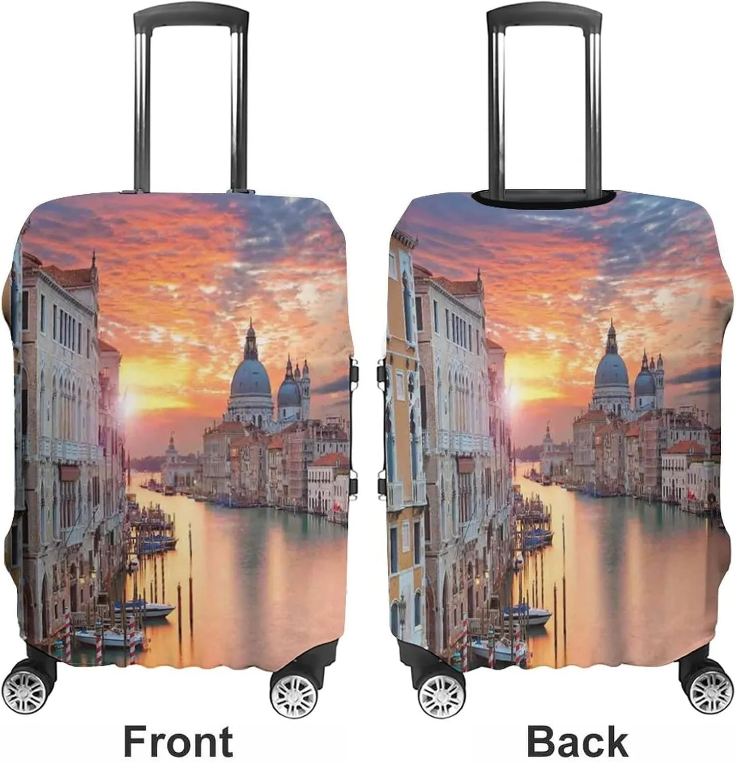 Fashion Suitcase Protector, Cityscape Elastic Travel Luggage Cover, Grand Canal in Venice Horizon European Town International, Fits 30-32 Inch Luggage, Great For Vacation Travel, Multi
