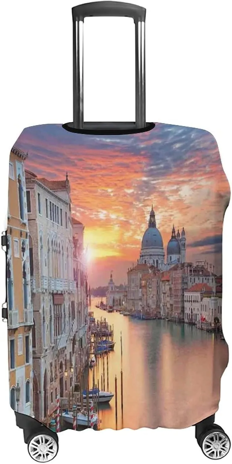 Fashion Suitcase Protector, Cityscape Elastic Travel Luggage Cover, Grand Canal in Venice Horizon European Town International, Fits 30-32 Inch Luggage, Great For Vacation Travel, Multi