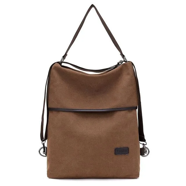 Fashion Women Simple Canvas Large Capacity Waterproof Anti Theft Backpack