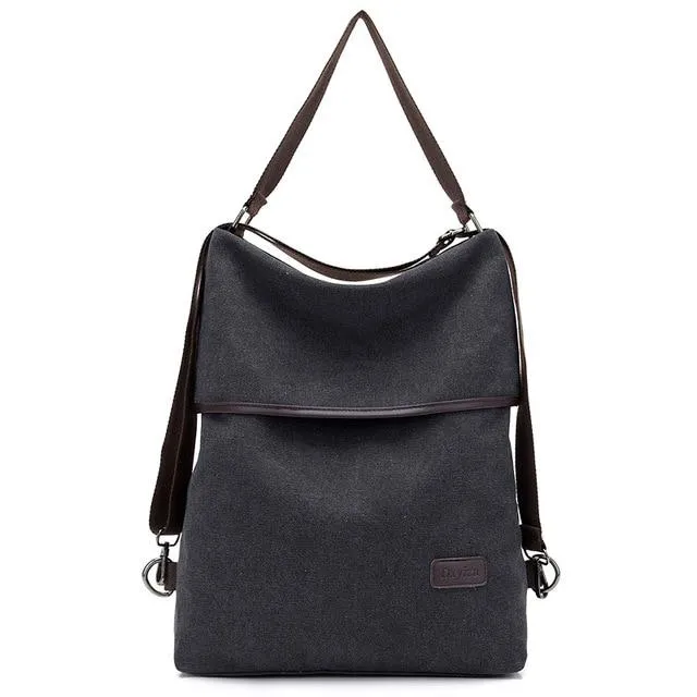 Fashion Women Simple Canvas Large Capacity Waterproof Anti Theft Backpack