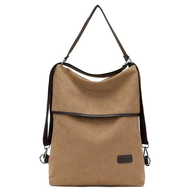 Fashion Women Simple Canvas Large Capacity Waterproof Anti Theft Backpack