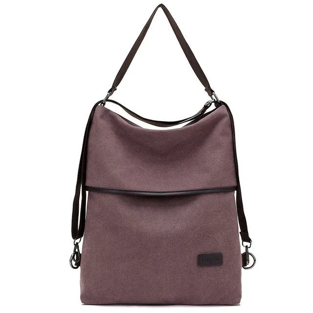 Fashion Women Simple Canvas Large Capacity Waterproof Anti Theft Backpack