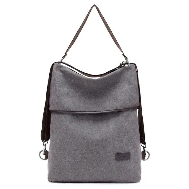 Fashion Women Simple Canvas Large Capacity Waterproof Anti Theft Backpack