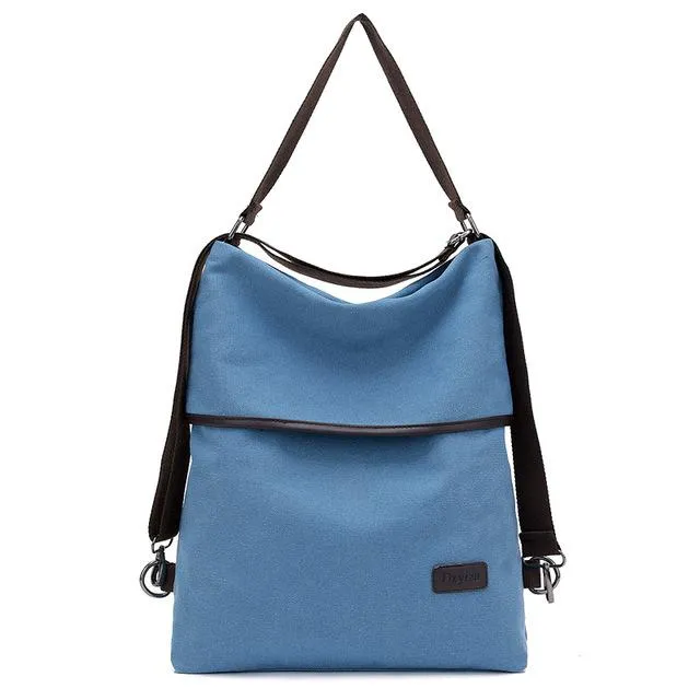 Fashion Women Simple Canvas Large Capacity Waterproof Anti Theft Backpack