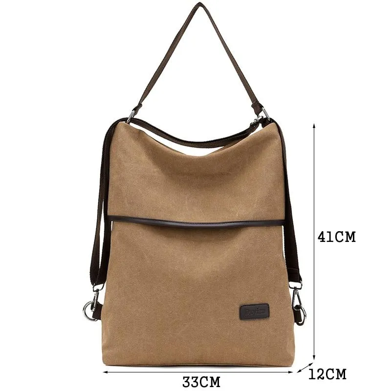 Fashion Women Simple Canvas Large Capacity Waterproof Anti Theft Backpack