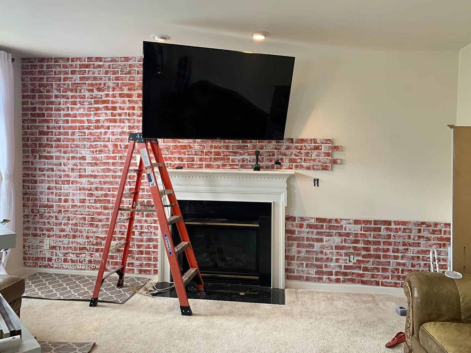 Faux Brick Red Siding Panels, 3D Wall Panel Stonewall, Thin Brick Veneers for Indoor Outdoor Wall Decoration 36 sq.ft/Box (Red NL, Wash White)