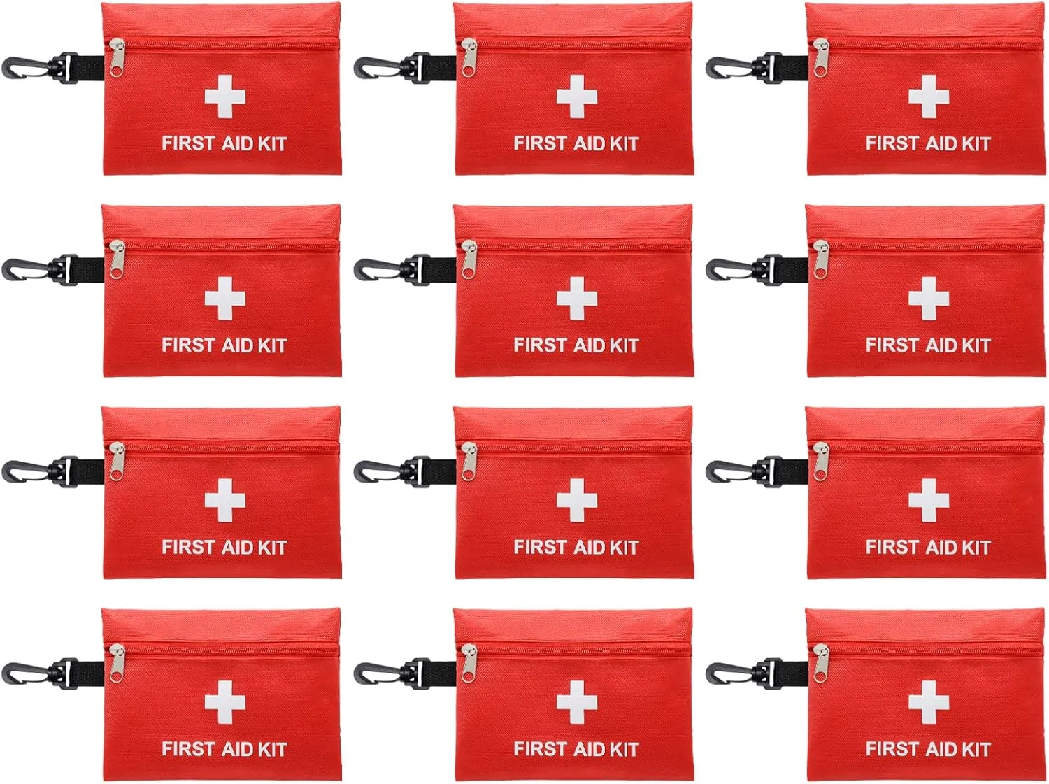Faylapa 12Pcs Mini Empty First Aid Bag, 7.8x5.5 inches Travel Pouch Bag for Travel, Home, Office, Vehicle, Camping, Outdoor (Bag Only)