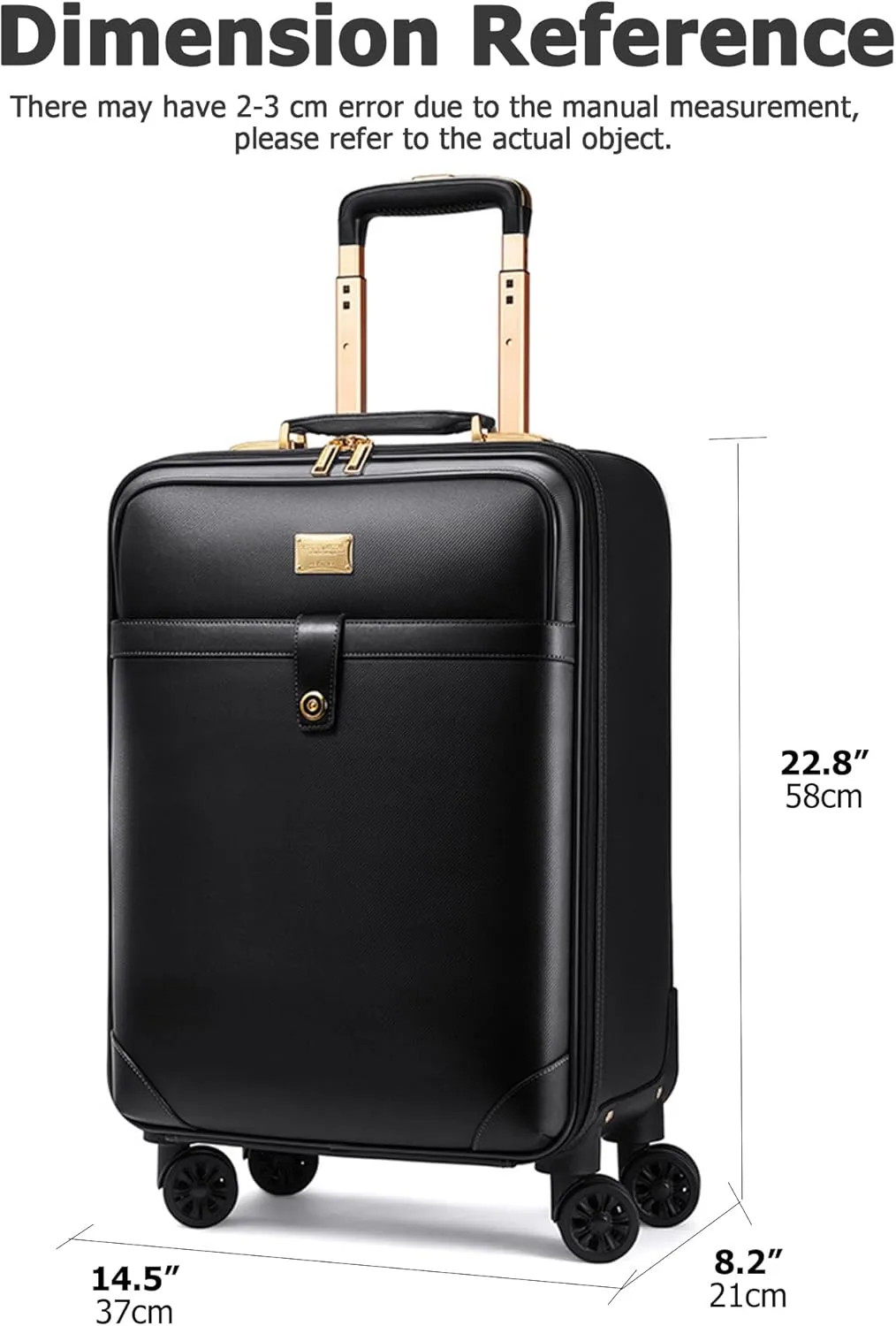 feilario 2Pcs Leather Business Spinner Wheel Luggage Waterproof Carry-On Suitcase with TSA Lock - Capacity 36-55L