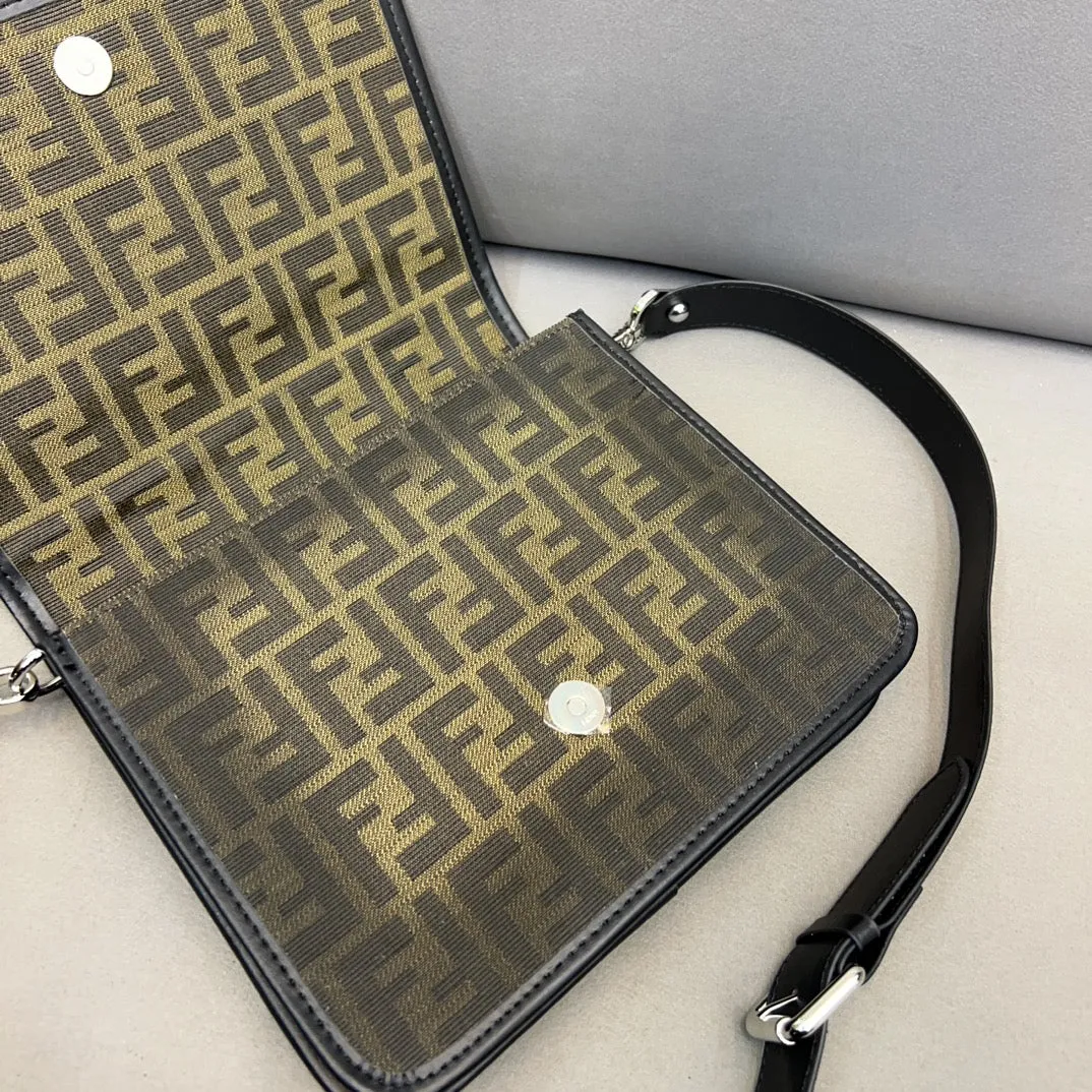 FENDI. Fendi Eclissi Flap Messenger Bag FF canvas crossbody shoulder bag