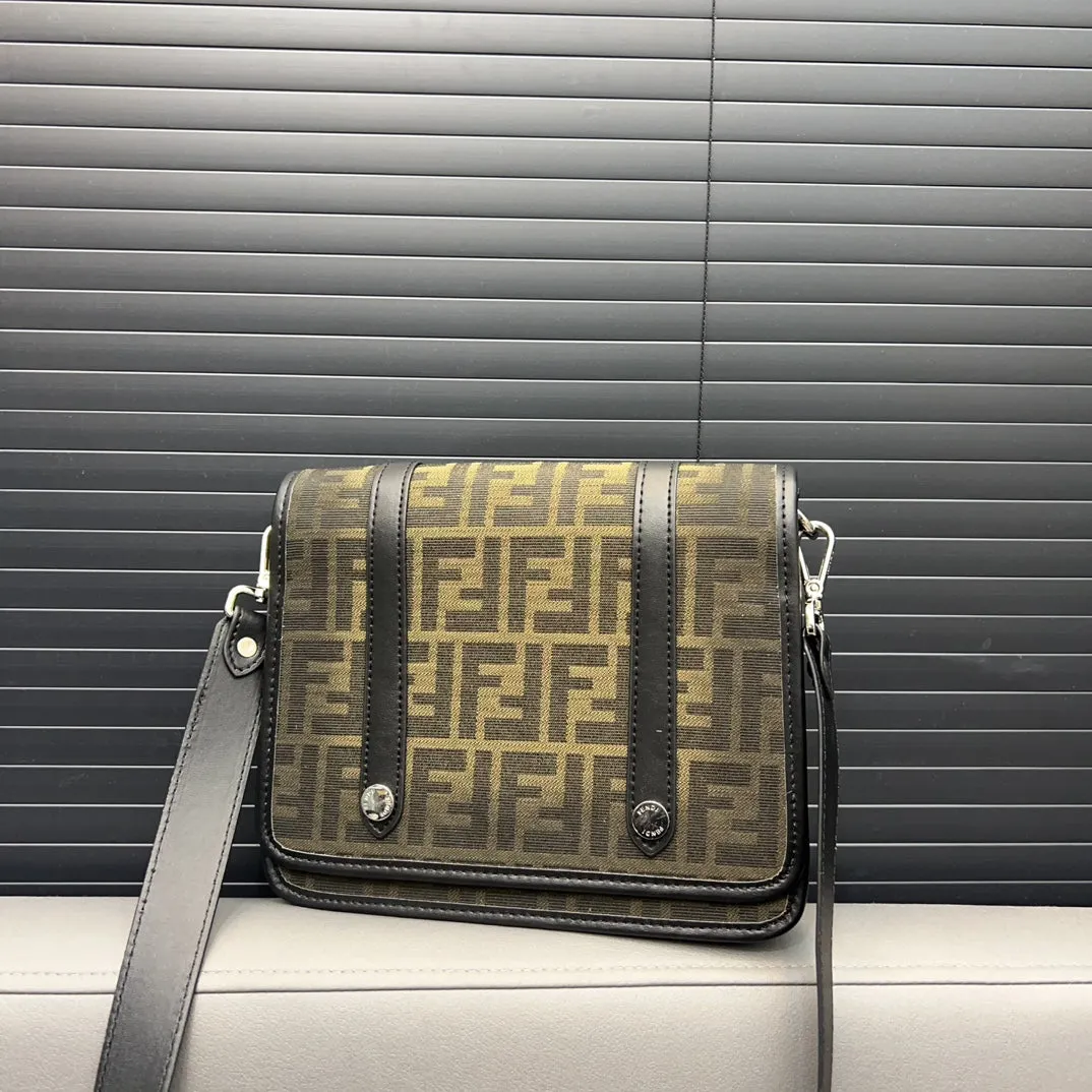 FENDI. Fendi Eclissi Flap Messenger Bag FF canvas crossbody shoulder bag