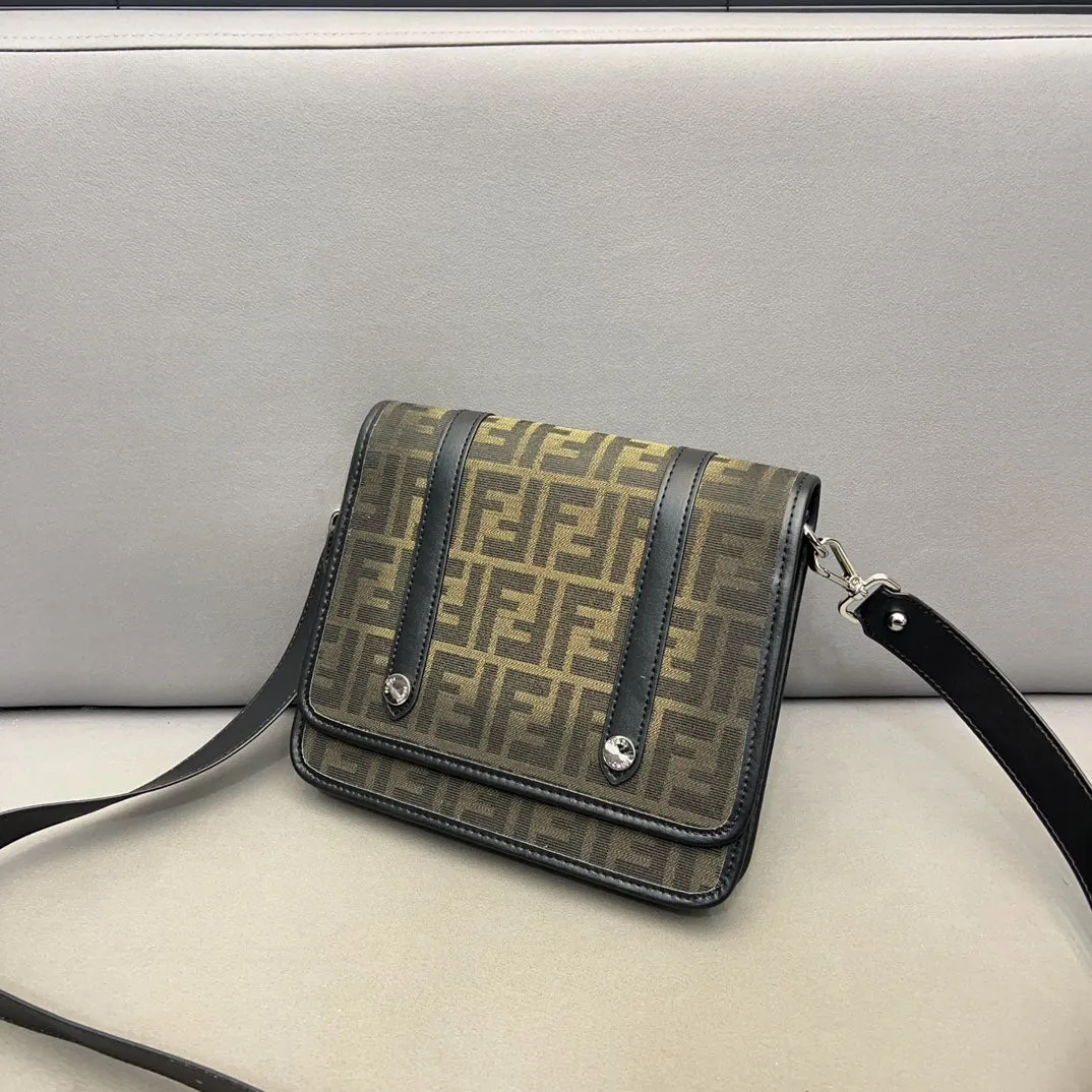 FENDI. Fendi Eclissi Flap Messenger Bag FF canvas crossbody shoulder bag