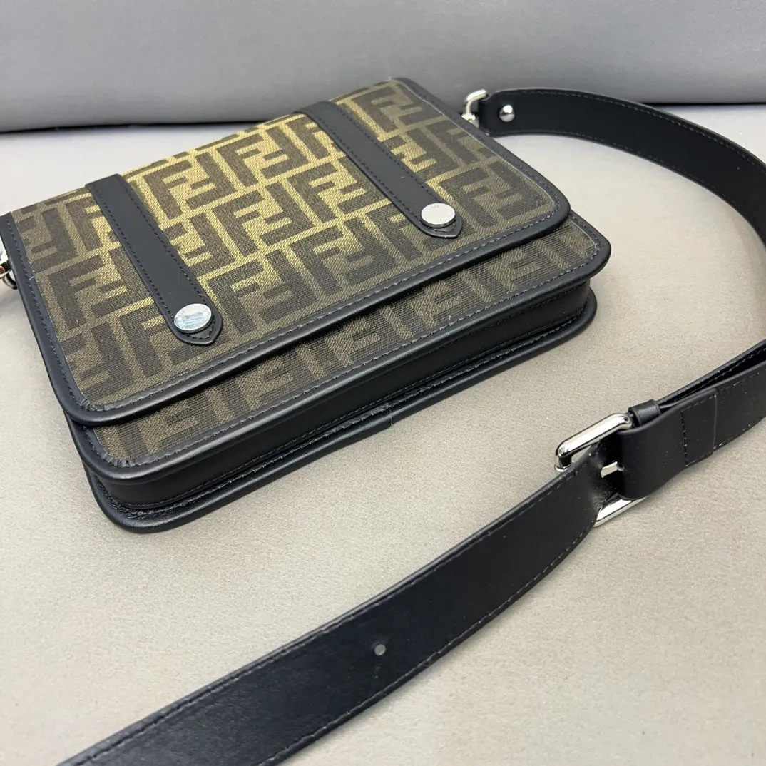 FENDI. Fendi Eclissi Flap Messenger Bag FF canvas crossbody shoulder bag