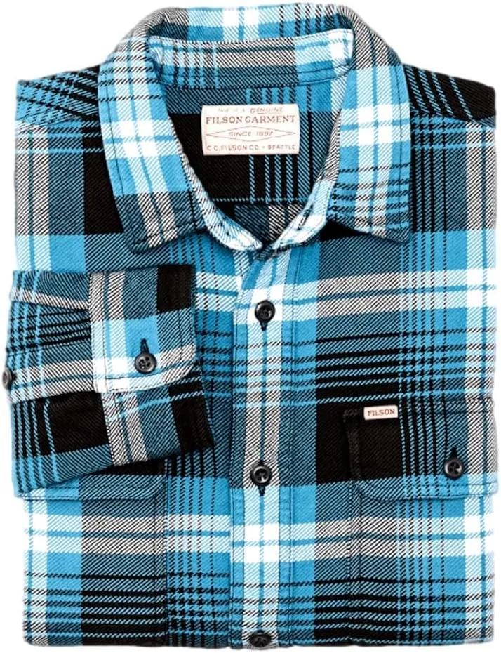 Filson Men's Vintage Flannel Work Shirt, Blue/Black/Multi Plaid