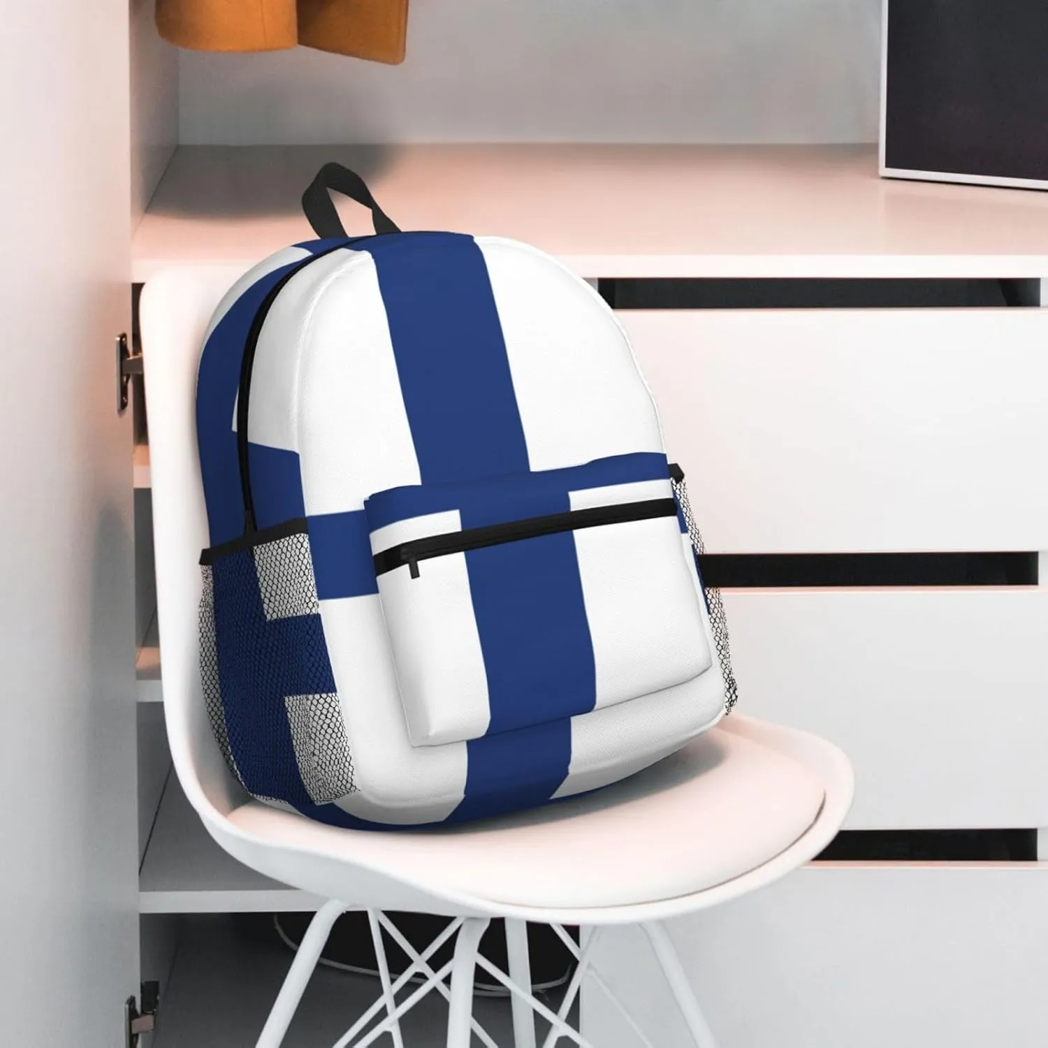 Finnish Flag Men Women Office Laptop Backpack,Work Bag 15.7 Inch Business Travel Bags Large Capacity